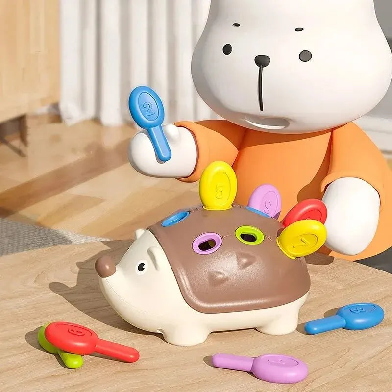 Brinquedo Educativo Ouriço com Espinhos Coloridos e Numerados