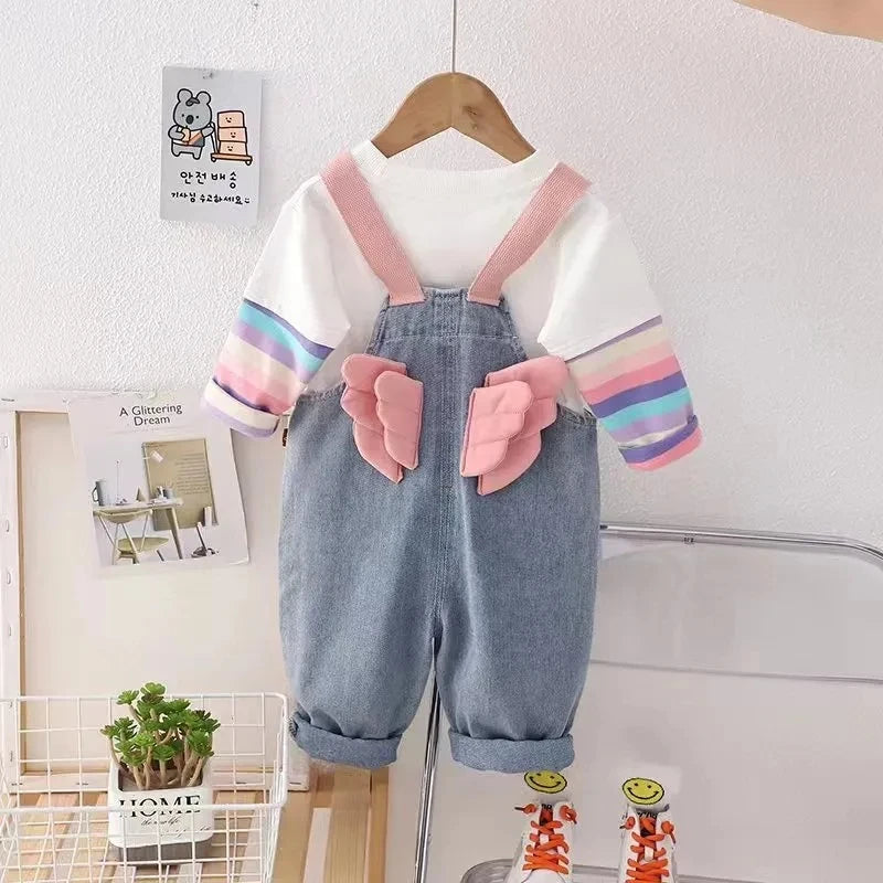 Conjunto Infantil "Honey Babies" com Blusa e Jardineira Jeans
